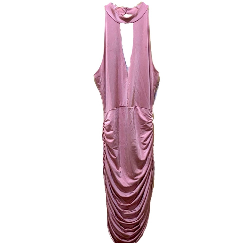 SOPRANO PINK HALTER POLYESTER/SPANDEX ELASTIC SIDE, DRESS SZ S